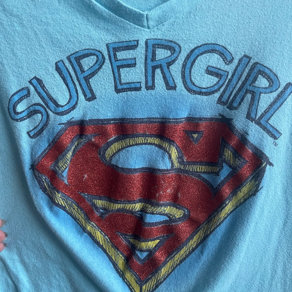 Supergirl Blue V-Neck Women/Jr’s Top - Picture 3 of 5